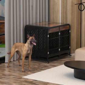 Heavy Duty Dog Crate Furniture Wooden Table 42inch Brown (Color: brown)