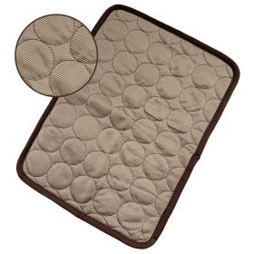 Pet Dog Cat Ice Silk Cold Nest Pad For Cooling In Summer (Option: Brown-70x56cm)
